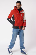 Купить Куртка спортивная мужская с капюшоном красного цвета 3589Kr, фото 13