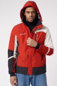 Купить Куртка спортивная мужская с капюшоном красного цвета 3589Kr