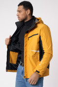 Купить Куртка спортивная мужская с капюшоном желтого цвета 3590J, фото 11