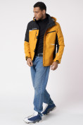 Купить Куртка спортивная мужская с капюшоном желтого цвета 3590J, фото 5