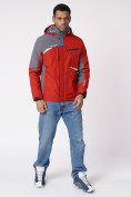 Купить Куртка спортивная мужская с капюшоном красного цвета 3590Kr