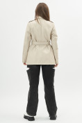 Купить Классическая кожаная куртка женская бежевого цвета 3607B, фото 14
