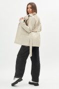 Купить Классическая кожаная куртка женская бежевого цвета 3607B, фото 5