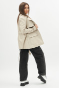 Купить Классическая кожаная куртка женская бежевого цвета 3607B, фото 6