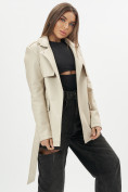 Купить Классическая кожаная куртка женская бежевого цвета 3607B, фото 10