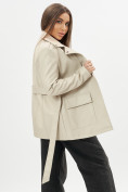 Купить Классическая кожаная куртка женская бежевого цвета 3607B, фото 11