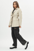 Купить Классическая кожаная куртка женская бежевого цвета 3607B, фото 13