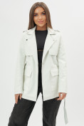 Купить Классическая кожаная куртка женская белого цвета 3607Bl, фото 6