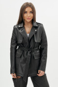 Купить Классическая кожаная куртка женская черного цвета 3607Ch, фото 12