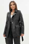 Купить Классическая кожаная куртка женская черного цвета 3607Ch, фото 6