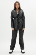 Купить Классическая кожаная куртка женская черного цвета 3607Ch, фото 9