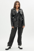 Купить Классическая кожаная куртка женская черного цвета 3607Ch, фото 10