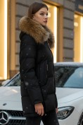 Купить Куртка женская зимняя с мехом енот премиум класса черного цвета 381Ch, фото 3