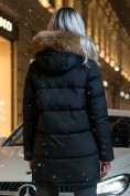 Купить Куртка женская зимняя с мехом енот премиум класса черного цвета 381Ch, фото 2