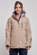 Купить Горнолыжная куртка женская зимняя большого размера бежевого цвета 3936B
