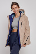 Купить Горнолыжная куртка женская зимняя большого размера бежевого цвета 3936B, фото 10
