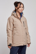 Купить Горнолыжная куртка женская зимняя большого размера бежевого цвета 3936B, фото 3