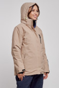 Купить Горнолыжная куртка женская зимняя большого размера бежевого цвета 3936B, фото 5