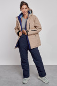 Купить Горнолыжная куртка женская зимняя большого размера бежевого цвета 3936B, фото 9