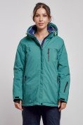 Купить Горнолыжная куртка женская зимняя большого размера зеленого цвета 3936Z