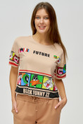 Купить Топ футболка женская бежевого цвета 3951B