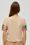 Купить Топ футболка женская бежевого цвета 3951B, фото 5