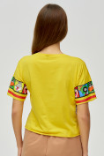 Купить Топ футболка женская желтого цвета 3951J, фото 3