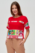Купить Топ футболка женская красного цвета 3951Kr, фото 5