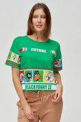 Купить Топ футболка женская зеленого цвета 3951Z