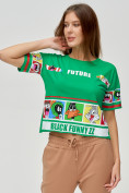 Купить Топ футболка женская зеленого цвета 3951Z, фото 4