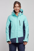 Купить Горнолыжная куртка женская зимняя большого размера бирюзового цвета 3960Br