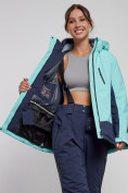 Купить Горнолыжная куртка женская зимняя большого размера бирюзового цвета 3960Br, фото 10
