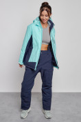 Купить Горнолыжная куртка женская зимняя большого размера бирюзового цвета 3960Br, фото 12