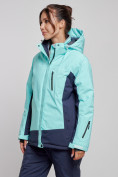 Купить Горнолыжная куртка женская зимняя большого размера бирюзового цвета 3960Br, фото 3