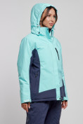 Купить Горнолыжная куртка женская зимняя большого размера бирюзового цвета 3960Br, фото 5