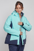 Купить Горнолыжная куртка женская зимняя большого размера бирюзового цвета 3960Br, фото 9