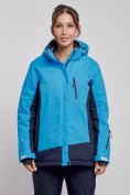 Купить Горнолыжная куртка женская зимняя большого размера синего цвета 3960S