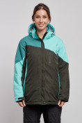 Купить Горнолыжная куртка женская зимняя большого размера бирюзового цвета 3963Br