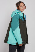 Купить Горнолыжная куртка женская зимняя большого размера бирюзового цвета 3963Br, фото 10