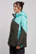 Купить Горнолыжная куртка женская зимняя большого размера бирюзового цвета 3963Br, фото 2