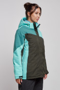 Купить Горнолыжная куртка женская зимняя большого размера бирюзового цвета 3963Br, фото 3