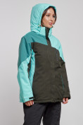 Купить Горнолыжная куртка женская зимняя большого размера бирюзового цвета 3963Br, фото 5