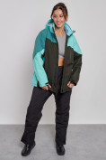 Купить Горнолыжная куртка женская зимняя большого размера бирюзового цвета 3963Br, фото 9