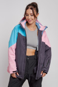 Купить Горнолыжная куртка женская зимняя большого размера розового цвета 3963R, фото 12
