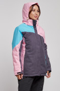 Купить Горнолыжная куртка женская зимняя большого размера розового цвета 3963R, фото 2