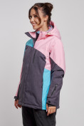 Купить Горнолыжная куртка женская зимняя большого размера розового цвета 3963R, фото 3