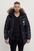 Купить Зимняя куртка с мехом мужская черного цвета 404Ch, фото 2
