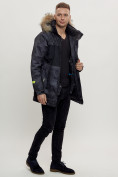 Купить Зимняя куртка с мехом мужская черного цвета 404Ch, фото 3