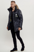Купить Зимняя куртка с мехом мужская черного цвета 404Ch, фото 4