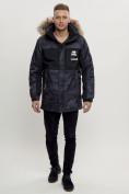 Купить Зимняя куртка с мехом мужская черного цвета 404Ch